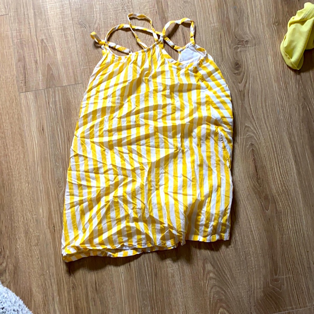 Abercrombie kids yellow striped dress size 13/14